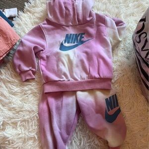 Nike Pink and Blue Sweatpants for Athletic Leisure